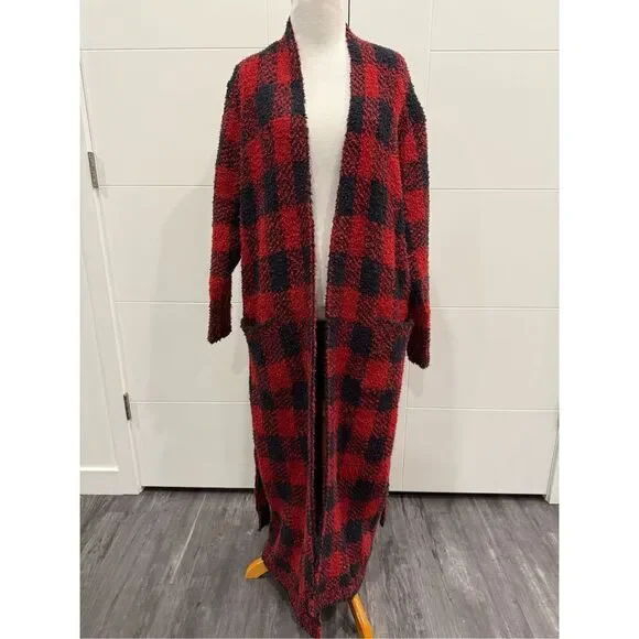 SKIMS Red and Black Plaid Robe